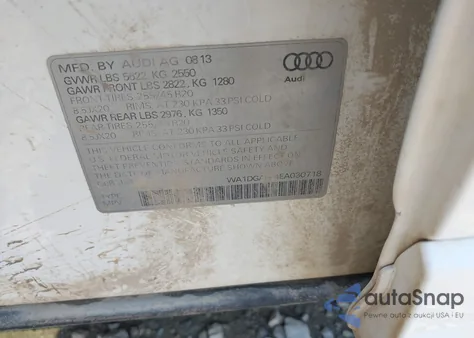 2014 Audi Q5 Premium Plus from USA, damaged, VIN WA1DGAFP4EA030718